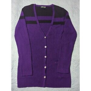 Lauren Ralph Lauren Women's Sweater Size XL Color Purple w Black stripes Knit